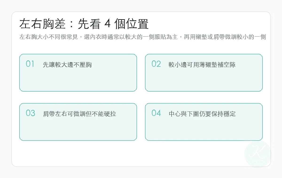 左右胸大小不同怎麼買內衣？襯墊與調整穿法實用篇重點圖解